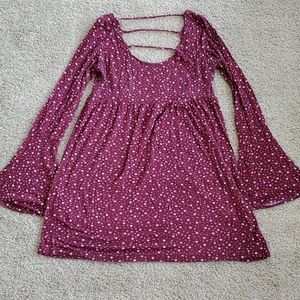 Floral baby doll bell-sleeved dress